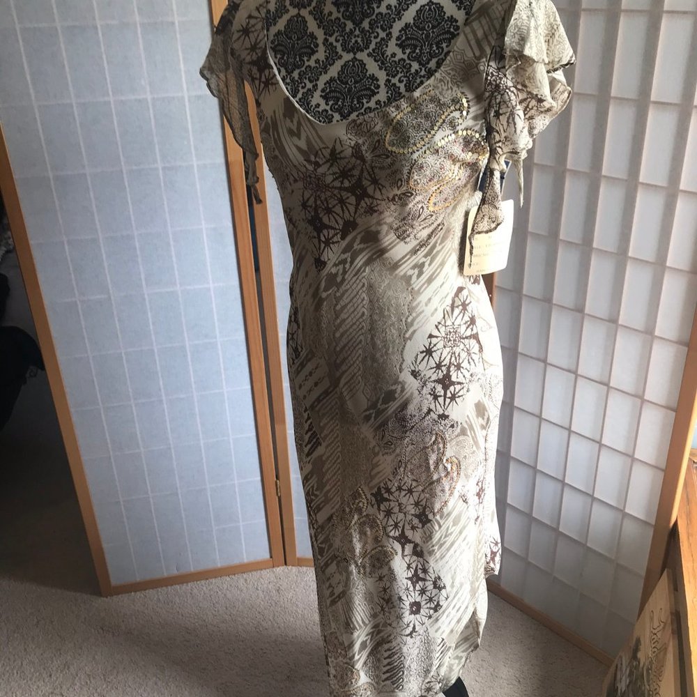 Lightweight midi dress; brown dress